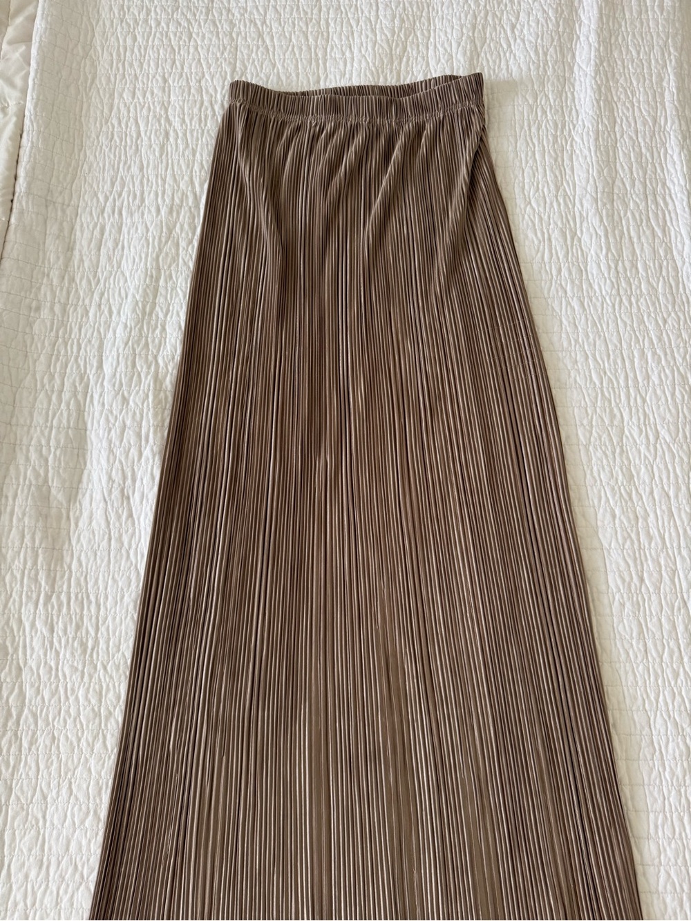 Ayna Gold Ribbed Maxi Skirt in Size M-L